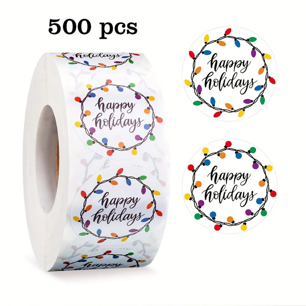 500pc Happy Holidays Sticker Roll